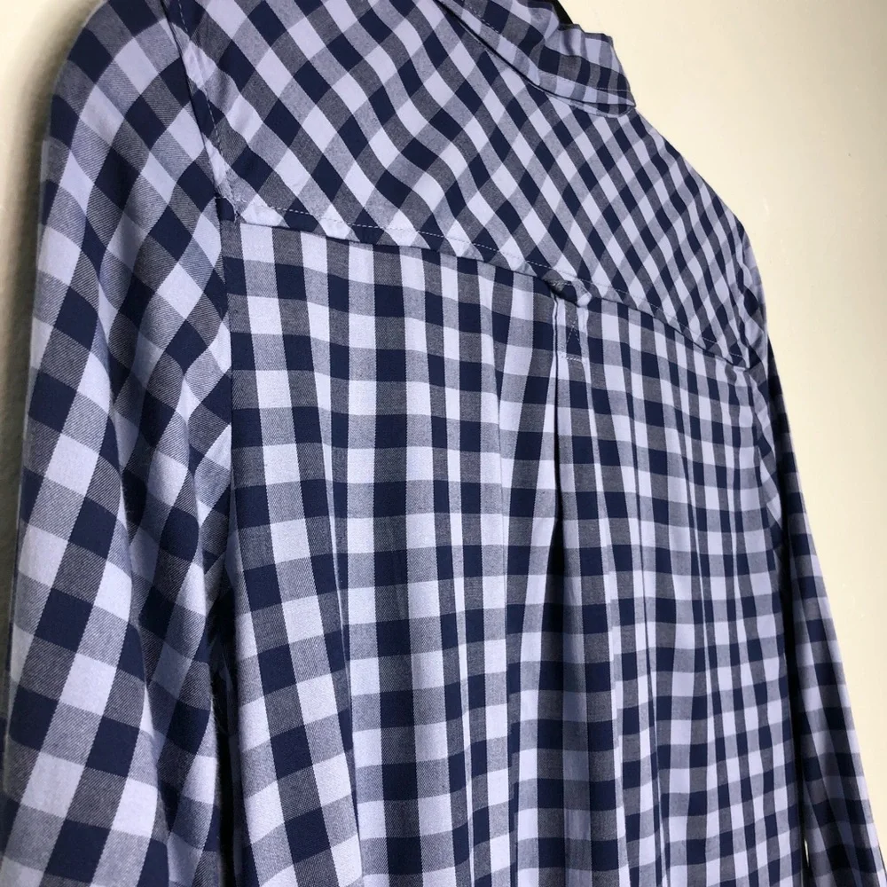 Talbots Gingham Popover Tunic Button Side Blouse - Picture 7 of 16